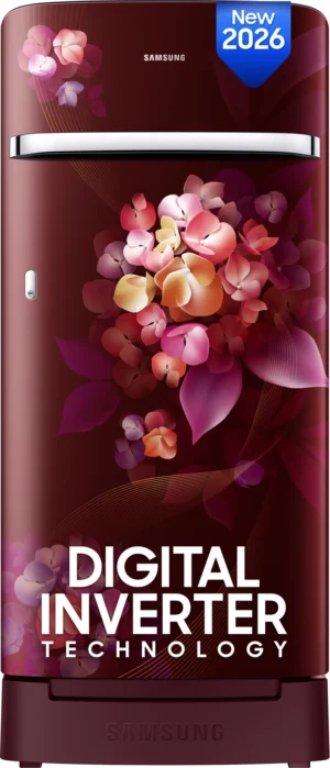 Samsung 189 L Direct Cool Single Door 4 Star Refrigerator with Base Drawer with Digital Inverter, Single Touch Defrost, 2026 Model (Hydrangea Plum, RR21H2H24HT/HL)