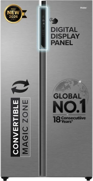 Haier 596 L Frost Free Double Door Convertible Refrigerator with Expert Inverter 2-Door,3 Star , (Magic Convertible, Deo Fresh Technology, 2026 Model) (Shiny Steel, HES-690SS-P)